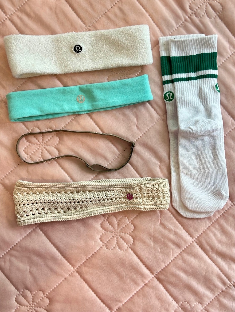 Lululemon Accessory Bundle - 4 Headbands & NWT Crew Socks Set